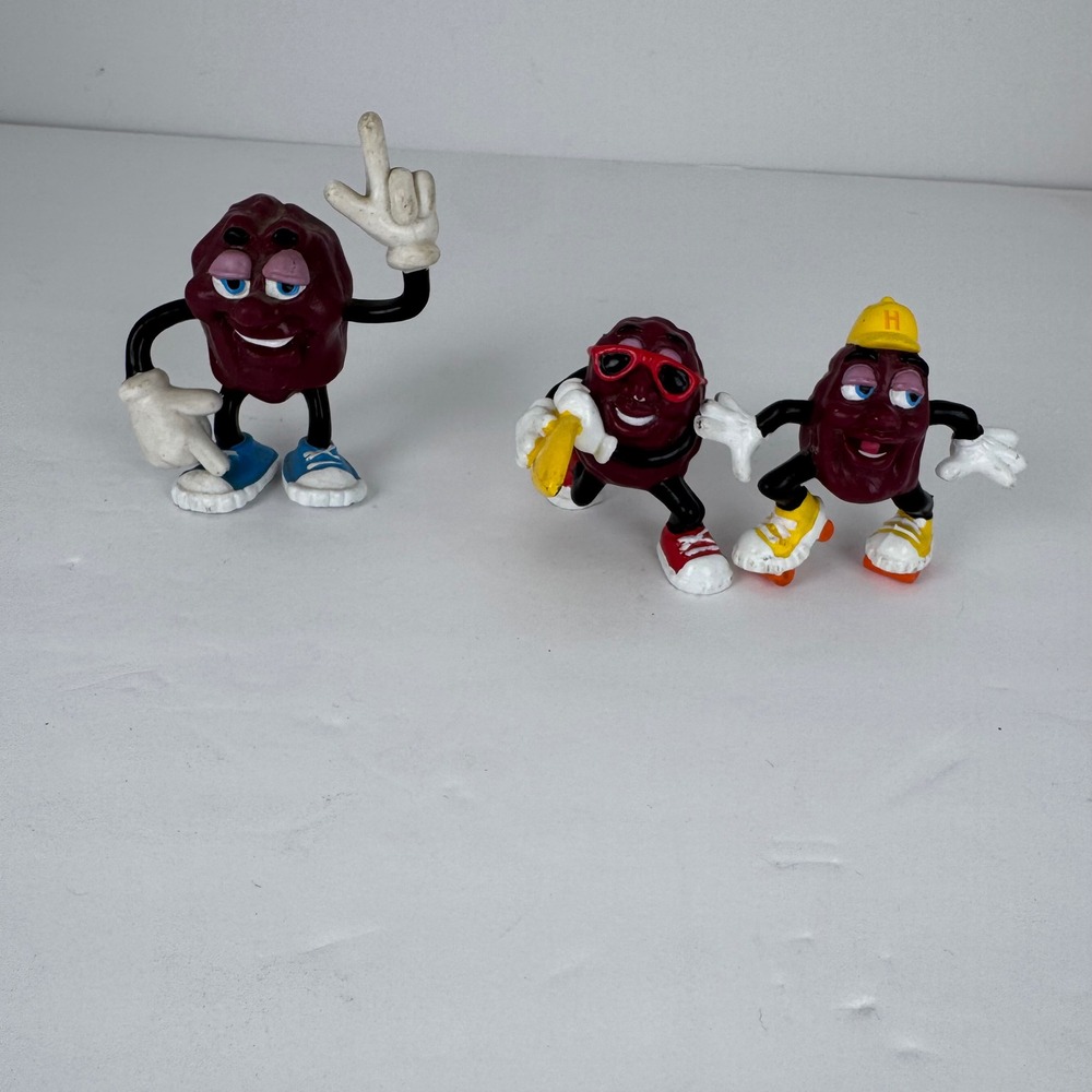California Raisins PVC Figures Vintage Lot of 3 Purple 1980s Retro